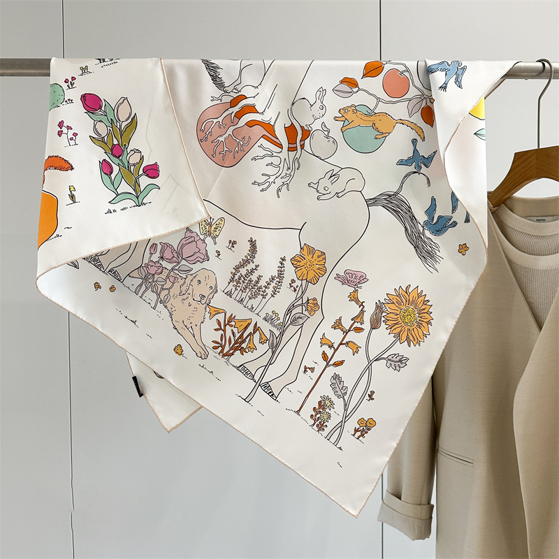 Travel Hair Accessories - Sciarpa in Seta Stampata Fronte-Retro AB