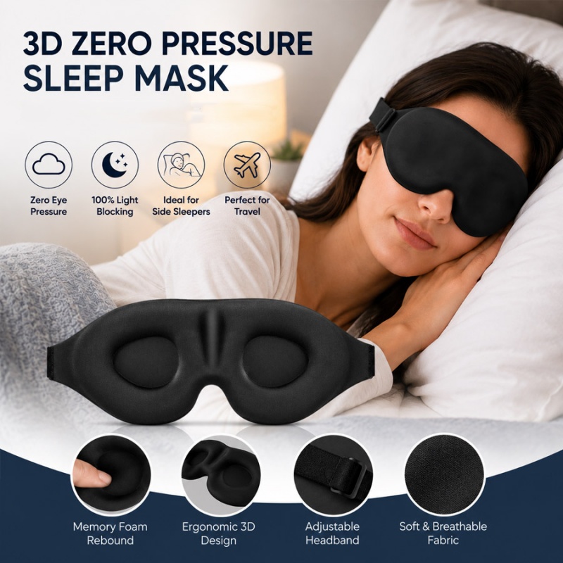 Travel Accessories Eye Mask - Maschera per dormire 3D, confortevole, blocca