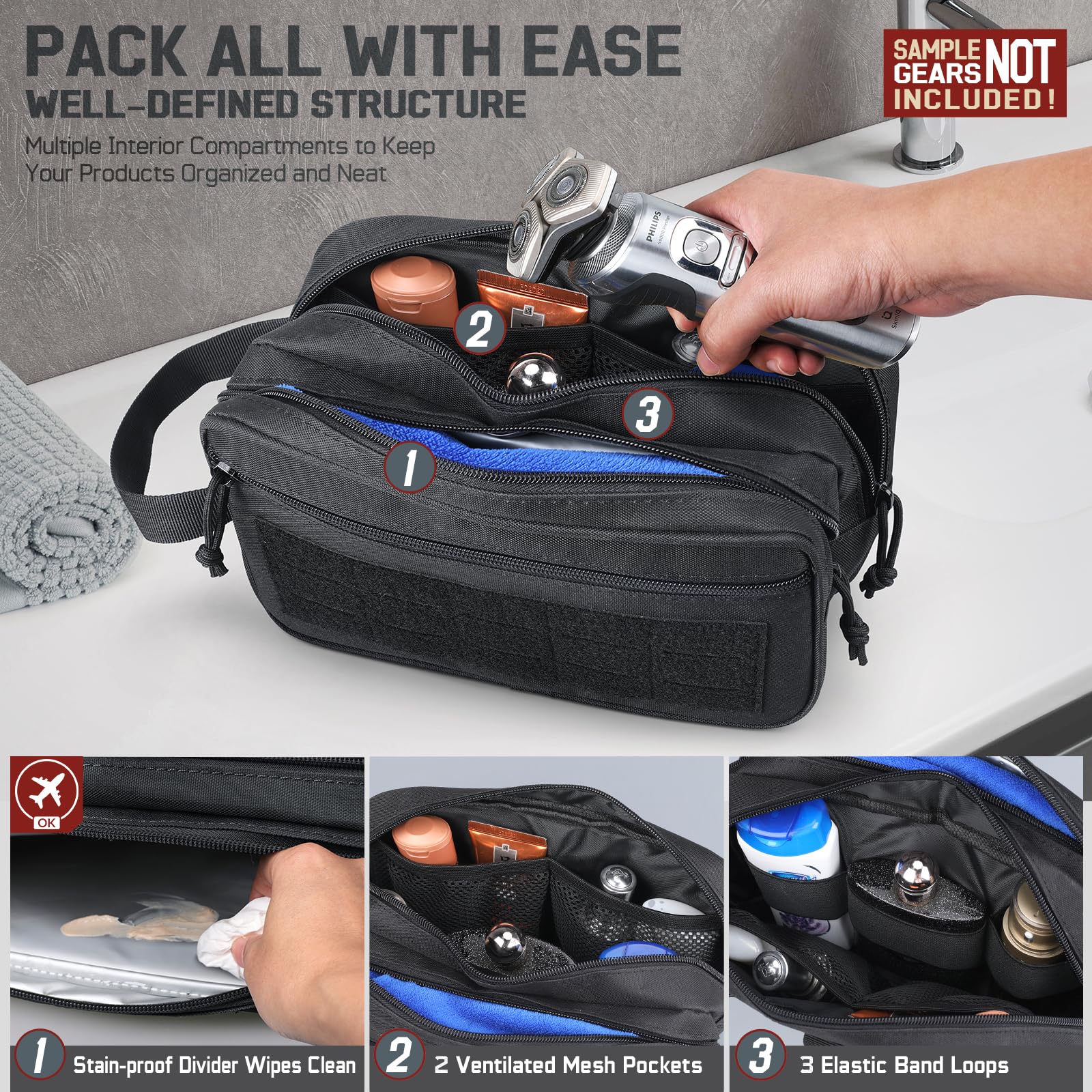 Borsa da toilette tattica per  - Travel Accessories Toiletry Bag recensione e prezzo